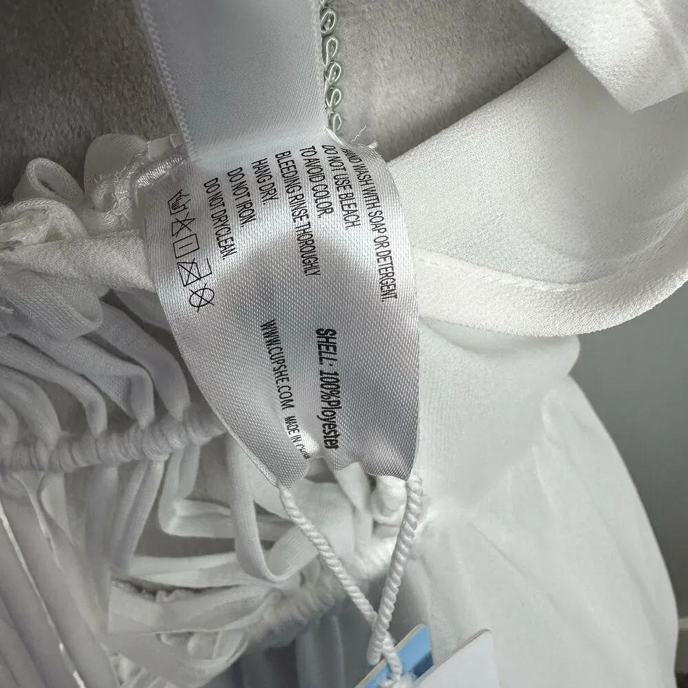 NWT Cupshe Knit Semi Sheer Cover-Up Maxi Dress Macrame White Vacation Beach - Picture 12 of 13